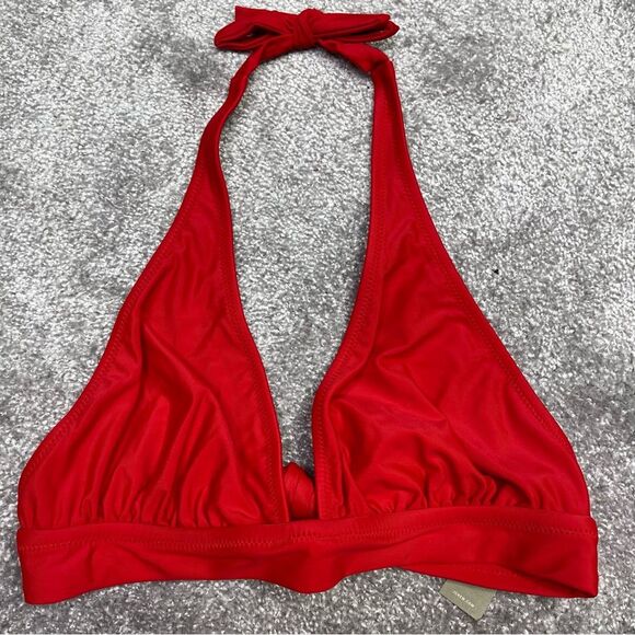J. Crew DD Halter Tie Bikini Top XXS Red Lined BY633 - Picture 1 of 7